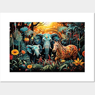 Elephant Animal Portrait Colorful Painting Posters and Art